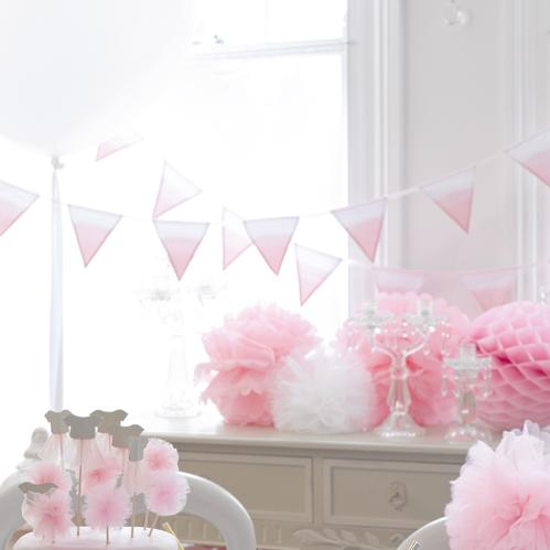 Vimpel i tyg - Dip Dye Pink - 3 m - www.frokenfraken.se