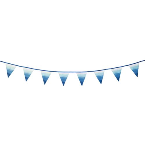 Vimpel i tyg - Dip Dye Blue - 3 m - www.frokenfraken.se