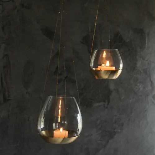 Ljuslykta/Ampel - Hängande - Mässing & Glas - Stor - www.frokenfraken.se