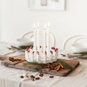 Adventsljusstake – Tomtering – Vit - Ø23 x 8,5 cm - www.frokenfraken.se