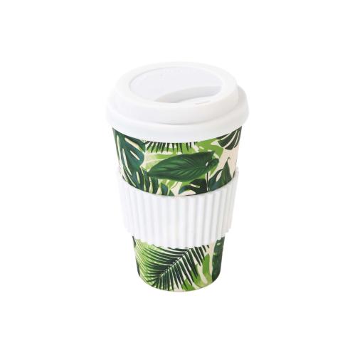 Mugg med lock - Tropical Fiesta Palm Print Travel Mug - 15 x 9,5 cm - www.frokenfraken.se