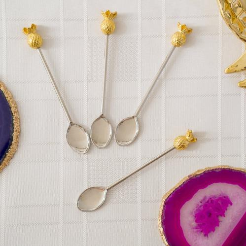 Skedar i metall - Pineapple - Ananas i guld - 10,5 cm - www.frokenfraken.se