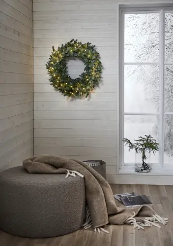 Krans med belysning - Greyland - 80 cm - Utomhus & Inomhusbruk - www.frokenfraken.se