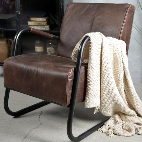 Fåtölj - Läder - Mörkbrun - 84 x 61 x 76 cm - www.frokenfraken.se