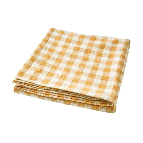 Bordsduk - Rutig - Gul/vit - 250 x 150 cm - www.frokenfraken.se