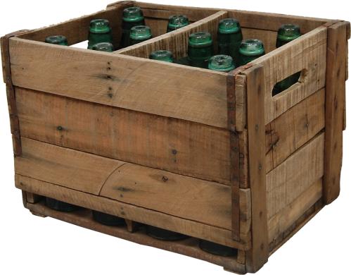 Trälåda med flaskor - Vintage - www.frokenfraken.se
