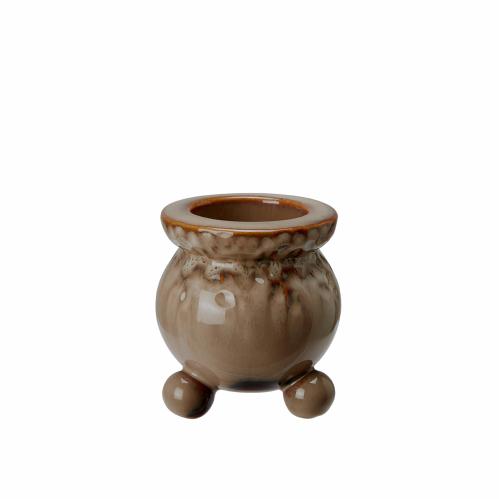 Ljusstake med kulfötter - Brun - 9 x 10 cm - www.frokenfraken.se