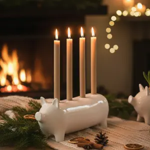 Adventsljusstake - Gris - Vit - 40 x 11 x 16 cm - www.frokenfraken.se