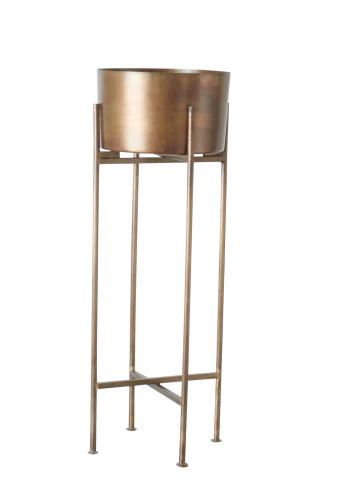 Kruka på piedestal - Brass - Metall - 28 x H75 cm - www.frokenfraken.se