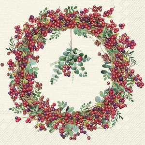 Servetter - Berry Wreath Cream - 20 st/33 x 33 cm - www.frokenfraken.se