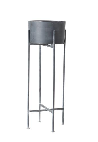 Kruka på piedestal - Svart - Metall - 28 x H75 cm - www.frokenfraken.se
