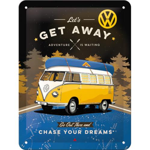Plåtskylt - Get away adventure is waiting - 15 x 20 cm - www.frokenfraken.se