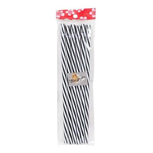 Sugrör Rand i Hård Plast Svart/Vit - 23 cm - www.frokenfraken.se