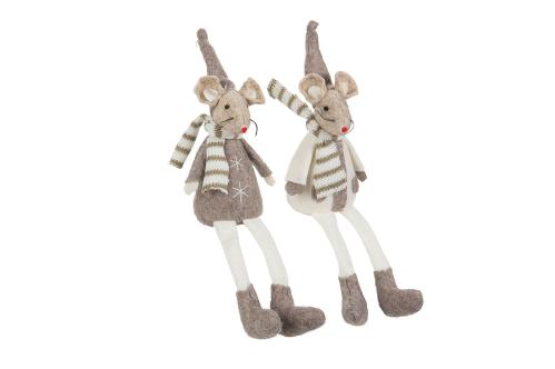 Möss Sittande - Pojke & Flicka - Creme - 2-pack - www.frokenfraken.se