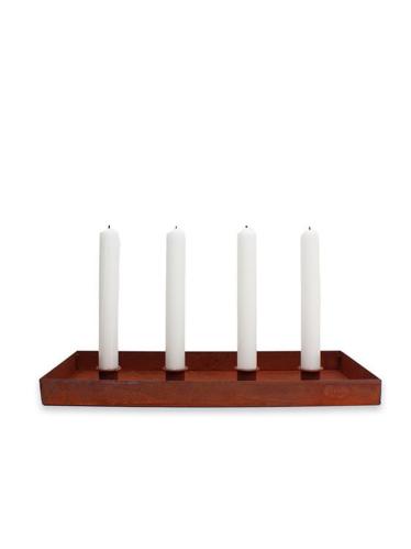 Ljusstake - Ljusbricka för 4 ljus - Rost - 35 x 15 cm - www.frokenfraken.se