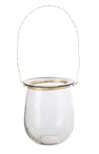 Ljuslykta/Ampel - Hängande glas med mässingstråd - Ø10 x 11 cm - www.frokenfraken.se