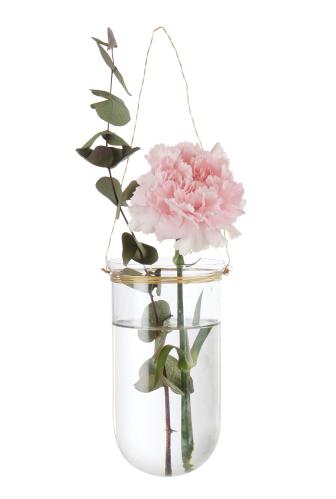 Ljuslykta/Ampel - Hängande glas med mässingstråd - Ø8 x 15 cm - www.frokenfraken.se