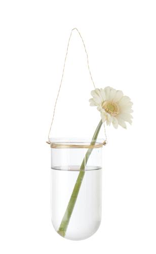 Ljuslykta/Ampel - Hängande glas med mässingstråd - Ø8 x 15 cm - www.frokenfraken.se