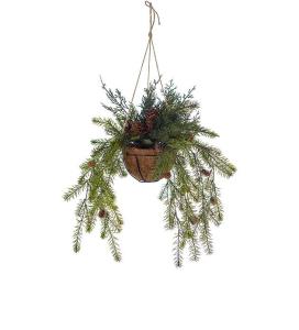 Ampel med grankvistar och kottar - 40 cm - www.frokenfraken.se