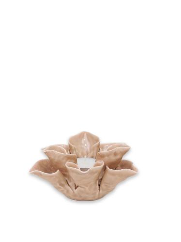 Ljuslykta - Blomma Fenja - Beige - Ø13 x 7 cm - www.frokenfraken.se