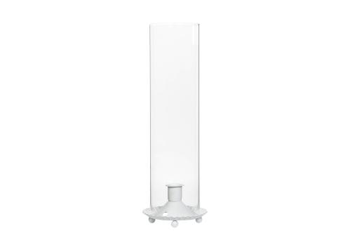Ljuslykta - Cylinder - Glas - Vit - 10 x 32 cm - www.frokenfraken.se