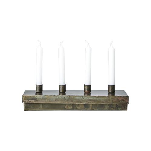 Adventsljusstake Metall - Ljusstake med låda - 21 x 7,5 x 5 cm - www.frokenfraken.se