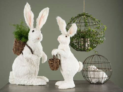 Hare med korg - Vit Stor 43 x 39 x 90 cm - www.frokenfraken.se