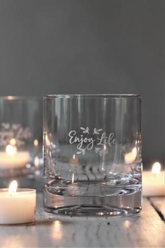Ljuslykta - Enjoy life - Bidra till Barncancerfonden - 9 cm - www.frokenfraken.se