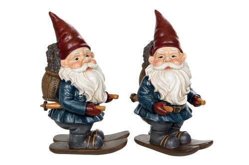 Tomte På Skidor - Juldekoration - 14,5 cm - www.frokenfraken.se