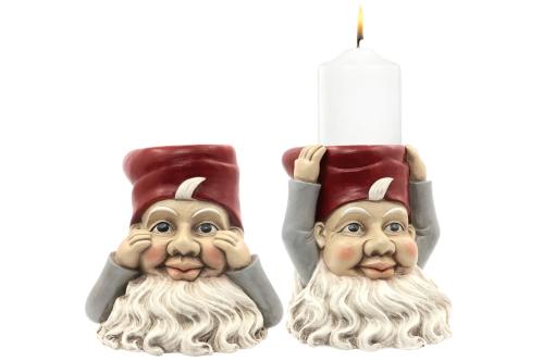 Ljusstake -1st- Tomte Ansikte - 16 x 17 cm - www.frokenfraken.se