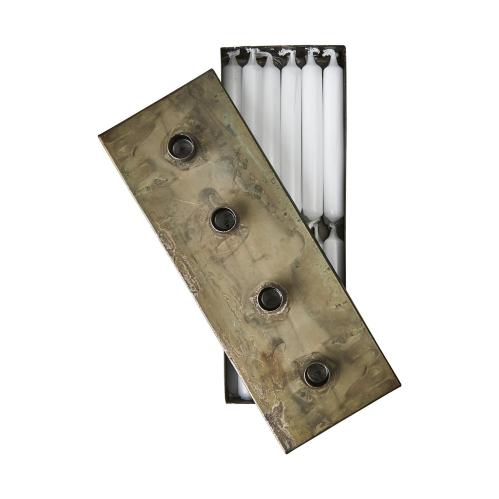 Adventsljusstake Metall - Ljusstake med låda - 21 x 7,5 x 5 cm - www.frokenfraken.se