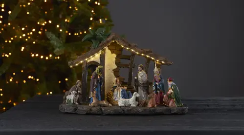 Julkrubba med belysning - 25 cm - www.frokenfraken.se