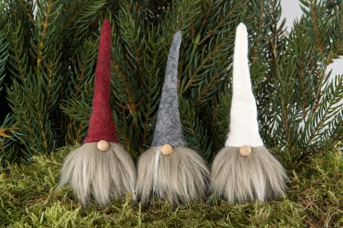 Tomtar på stick - 3-pack - Röd/Grå/Vit - 12 cm - www.frokenfraken.se