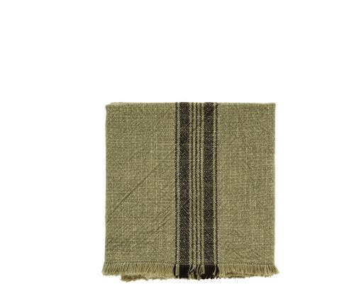Kökshandduk Med Fransar - Mörkgrön/Svart - 50 x 70 cm - www.frokenfraken.se