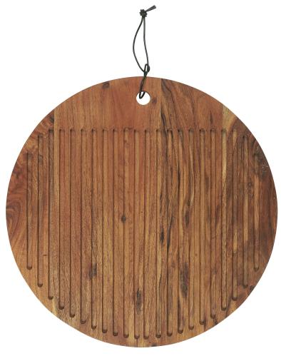 Skärbräda med randig runt oljad acaciaträ - Ø40,5 X 1,5 CM - www.frokenfraken.se