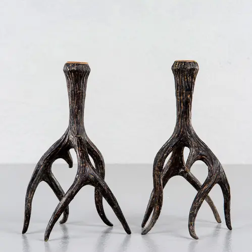 Ljusstake - Renhorn - Brunsvart - 24 cm - 1st - www.frokenfraken.se