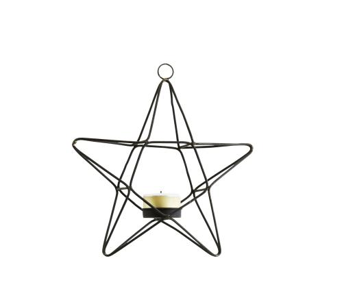 Ljuslykta - Stjärna Svart Hängande - 21 cm - www.frokenfraken.se