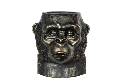 Kruka - Apa Gorilla - En riktigt stor kruka i form av ett aphuvud i guld/svart/brunt. Så cool!