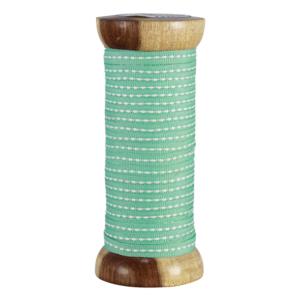 Textilband Prick Centrerad Turkos/Vit - 25 m - www.frokenfraken.se