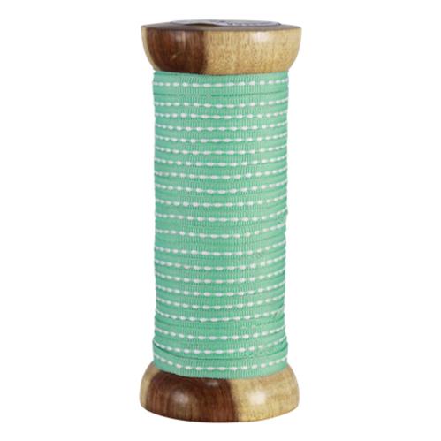 Textilband Prick Centrerad Turkos/Vit - 25 m - www.frokenfraken.se