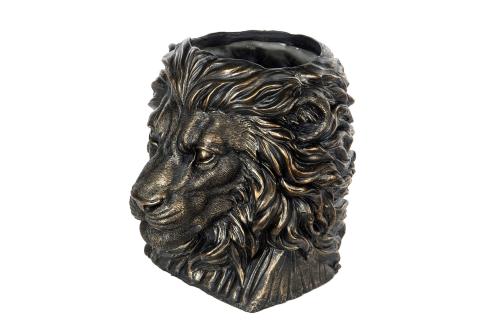 Kruka - Big Lion - Svart/Brun/Guld - 27 x 24 x 26 cm - www.frokenfraken.se