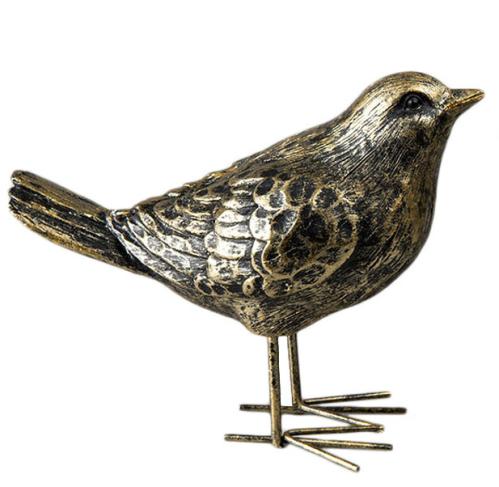 Fågel - Guld/Svart/Brun - 13 cm - www.frokenfraken.se