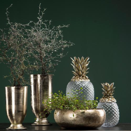 Ananas i glas med lock - Champangefärg - Burk eller vas - 30 cm - www.frokenfraken.se