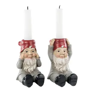 Ljusstake - 1st - Tomte Grå - 12 cm - www.frokenfraken.se