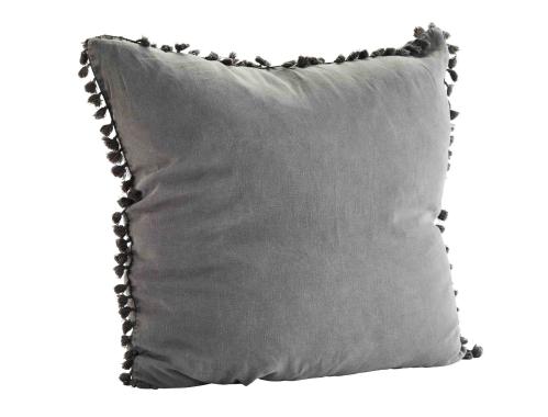 Kuddfodral - Grått med små tofsar - 60 x 60 cm - www.frokenfraken.se