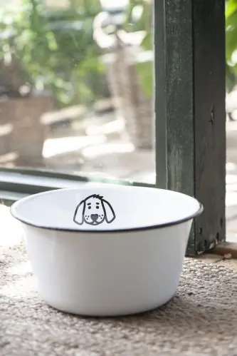 Hundmatskål - Emalj vit - 22 cm - www.frokenfraken.se