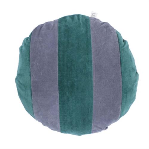 Kuddfodral Sammet Rund Rand Grön/Grå - Ø 45 cm - www.frokenfraken.se