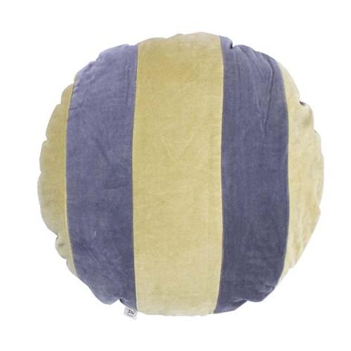Kuddfodral Sammet Rund Rand Gul/Grå - Ø 45 cm - www.frokenfraken.se