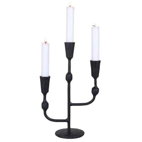 Ljusstake Frank 3-armad - Svart - B18 x H27 cm - www.frokenfraken.se