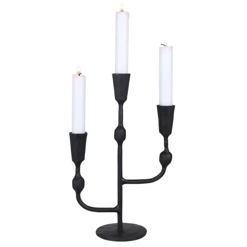 Ljusstake Frank 3-armad - Svart - B18 x H27 cm - www.frokenfraken.se